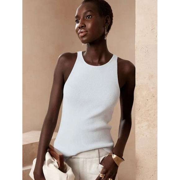 Banana Republic Tops - Banana Republic Top The Racer Tank Small Slate Blue Gray Lenzing Ecovero